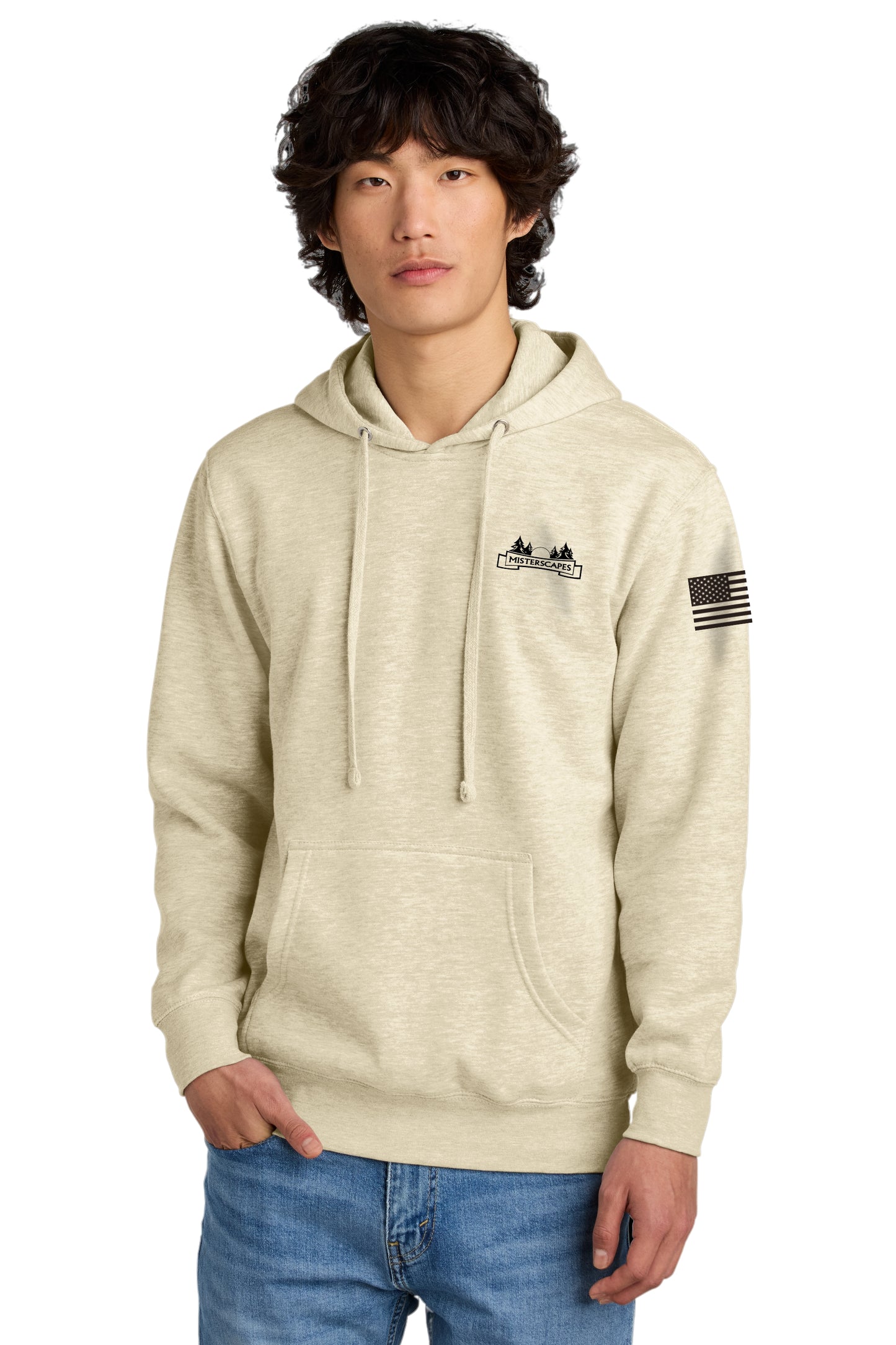MISTERSCAPES - OATMEAL DT6100 District® V.I.T.™ Fleece Hoodie - BLACK LOGO- PRINTED D.T.F