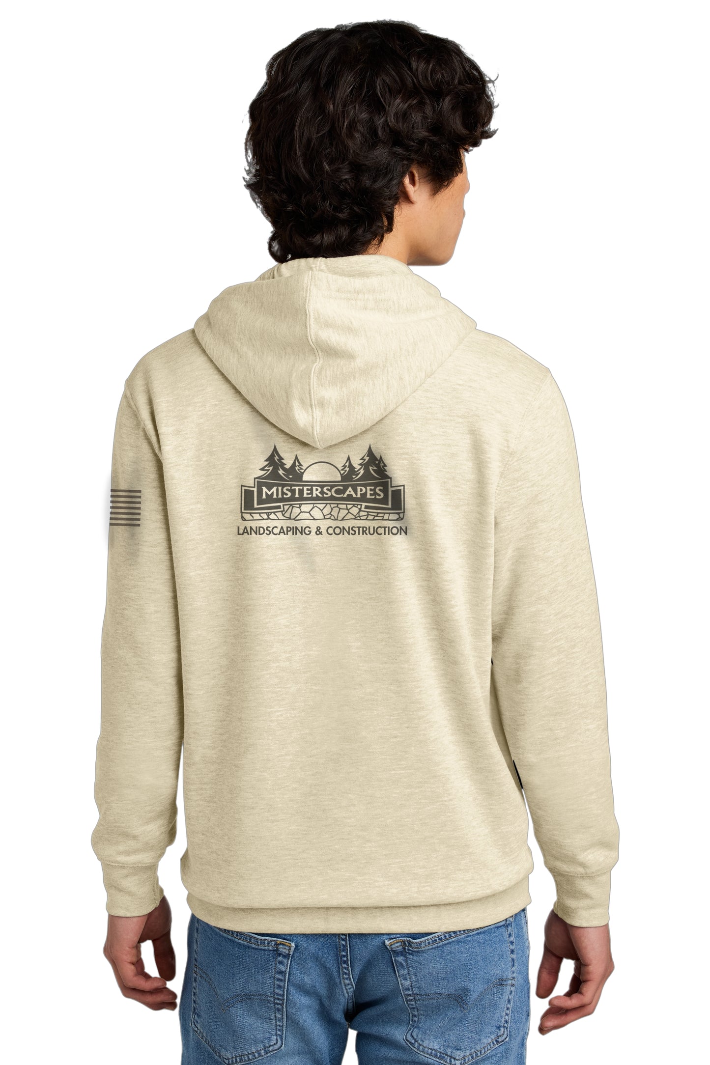 MISTERSCAPES - OATMEAL DT6100 District® V.I.T.™ Fleece Hoodie - BLACK LOGO- PRINTED D.T.F