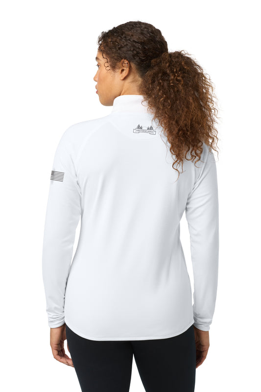 MISTERSCAPES - Sport-Tek® Women's Sport-Wick® Stretch 1/4-Zip Pullover. LST850 - grey logo