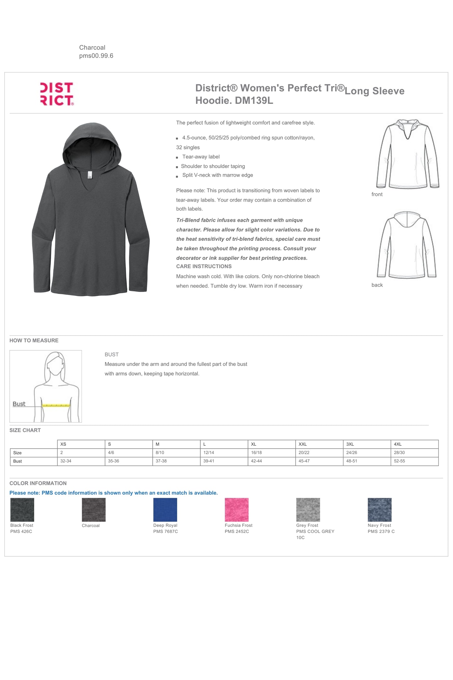 MISTERSCAPES - District® Women's Perfect Tri® Long Sleeve Hoodie. DM139L.