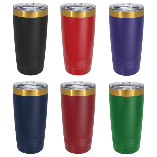 VINNPRINT - ENGRAVING - Polar Camel 20 oz. Tumblers /Bright Gold ION-Plated Ringneck Tumbler with Slider Lid