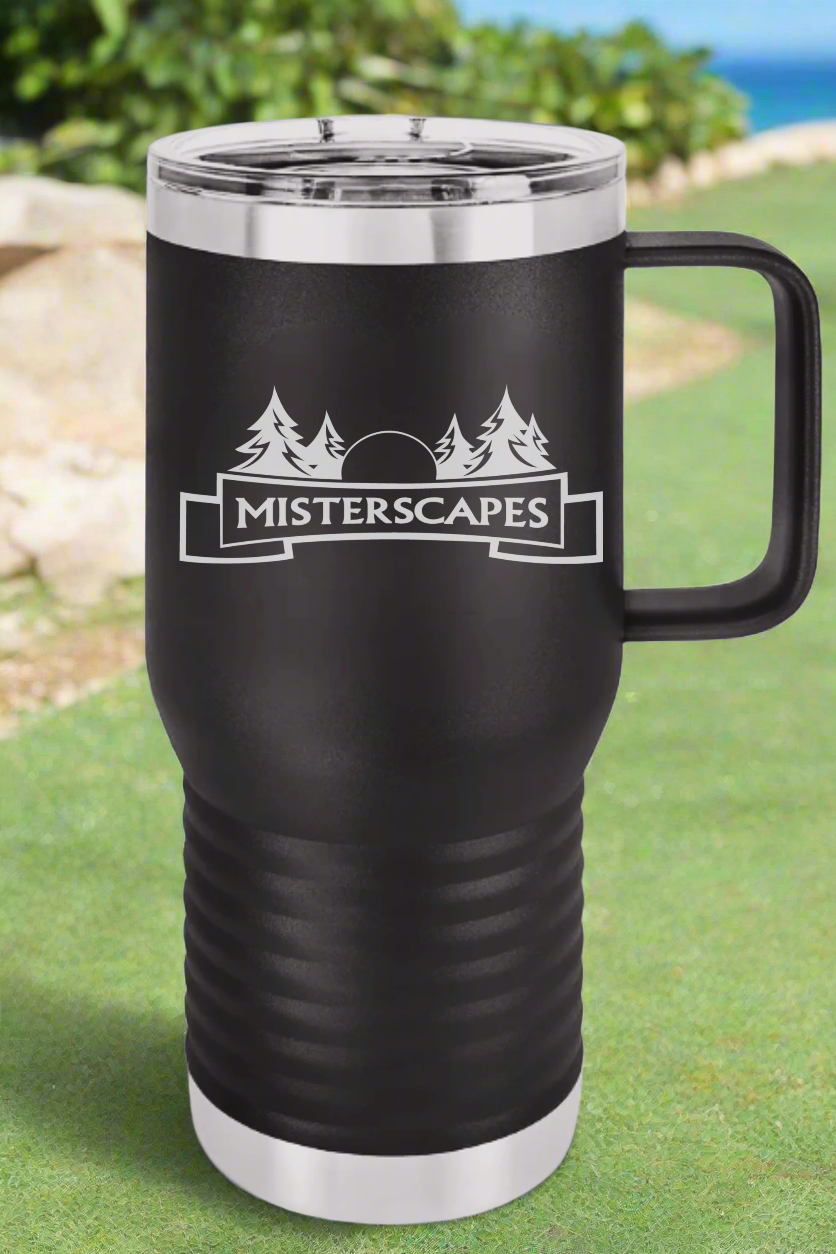 MISTERSCAPES - BLK - HANDLE - TUMBLER -SKU: LCM202 - Polar Camel 20 oz. Black Vacuum Insulated Travel Mug with Slider Lid