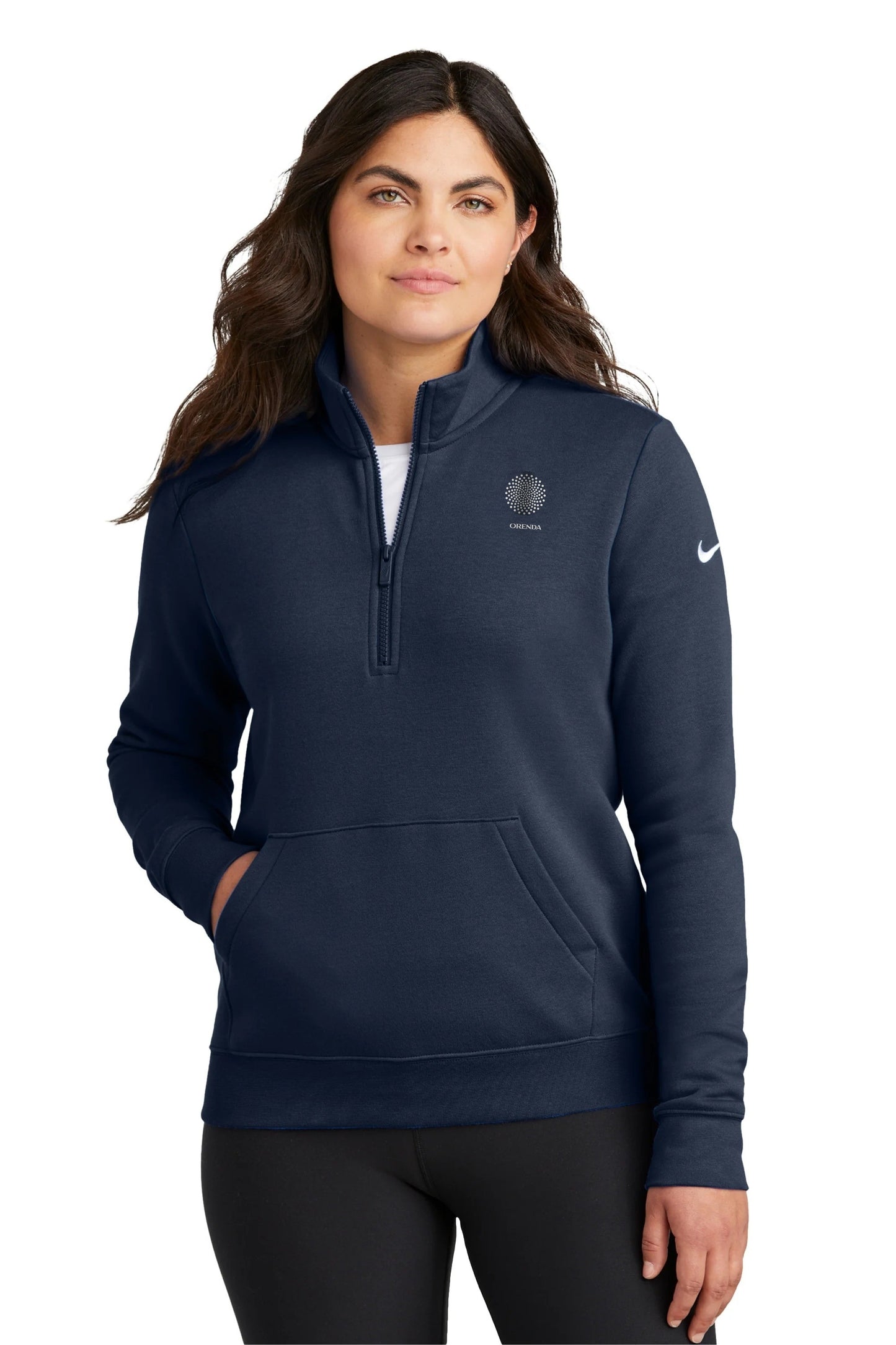 ORENDA- NKDX6720 - MIDNIGHT NAVY Nike Women's Club Fleece 1/2-Zip - SCREEN PRINTED