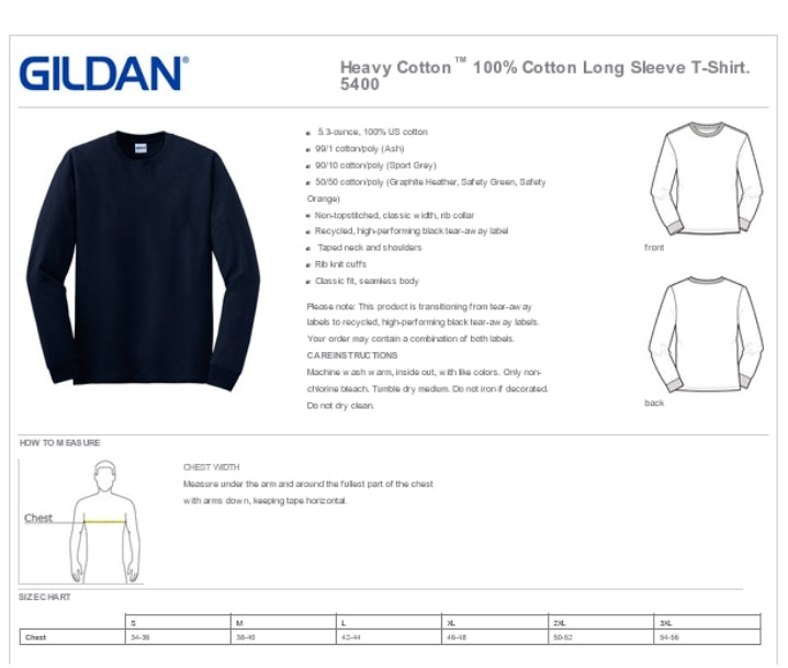 LANDSCAPE - NEW ENGLAND TOTAL - 5400 Gildan® - Heavy Cotton™ 100% Cotton Long Sleeve T-Shirt -SCREEN PRINTED