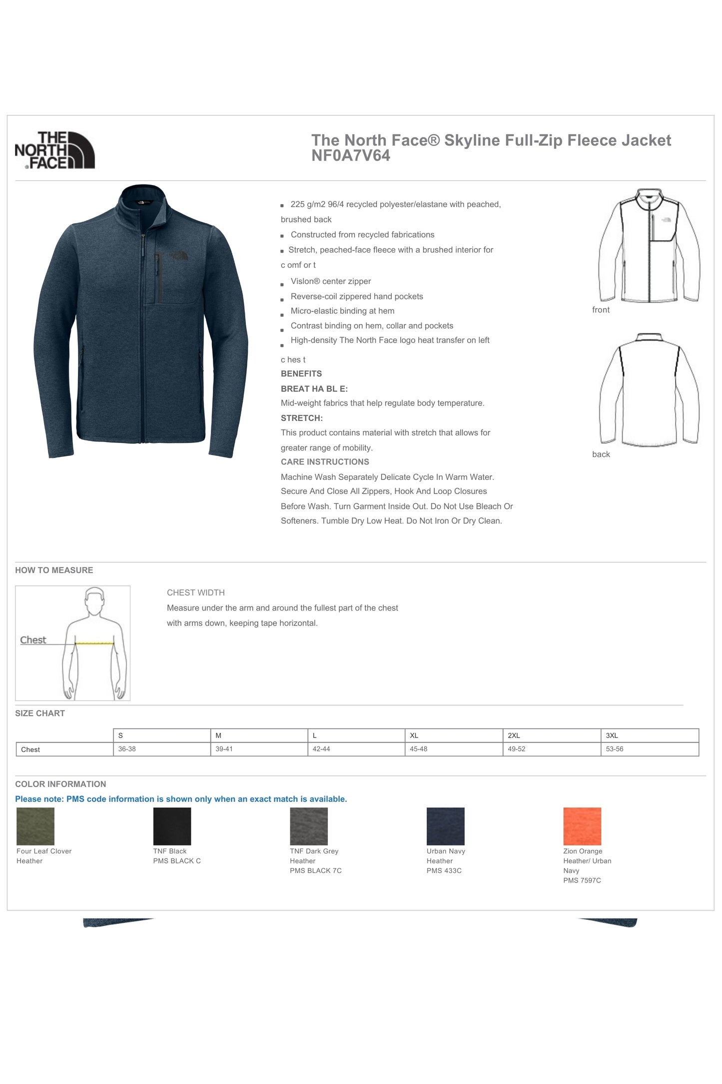 ORENDA - NF0A7V64 The North Face® Skyline Full-Zip Fleece Jacket- SCREEN PRINTED