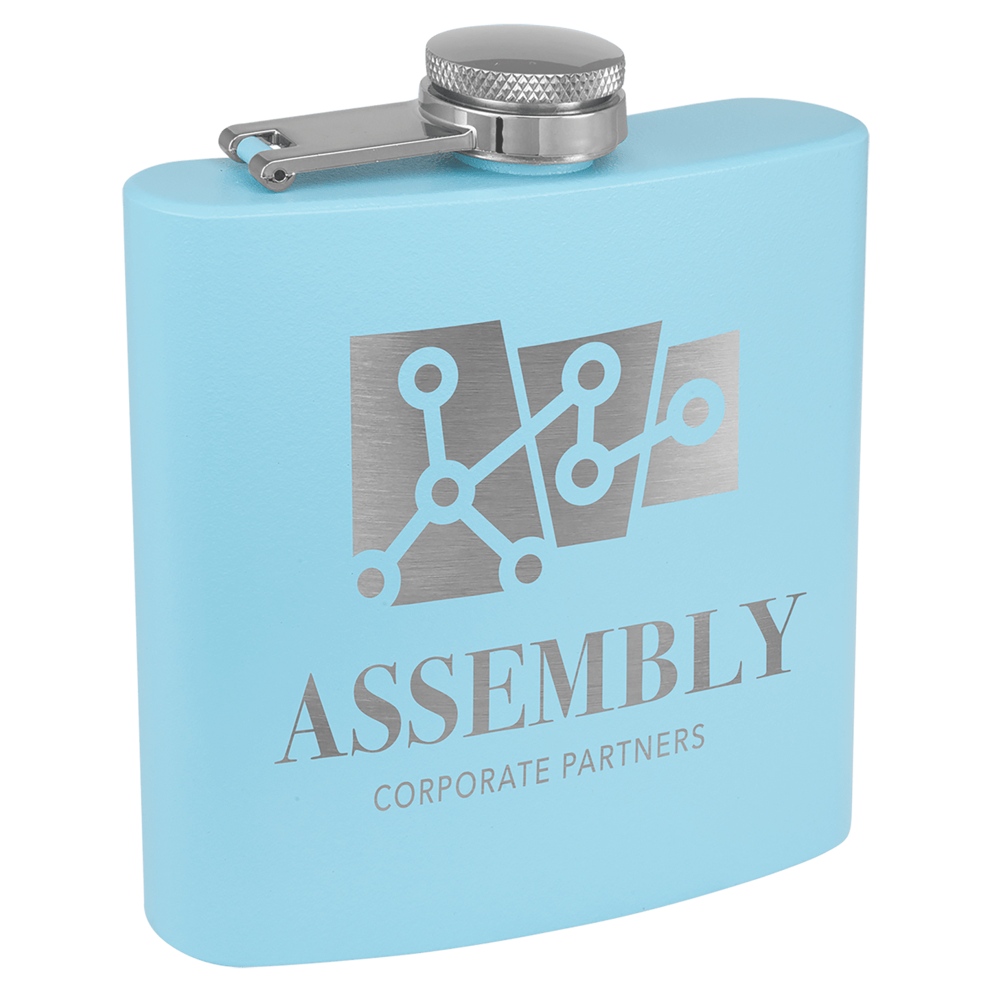 VINNPRINT - ENGRAVING - 6 oz. Leather Flask Set in Black Presentation Box