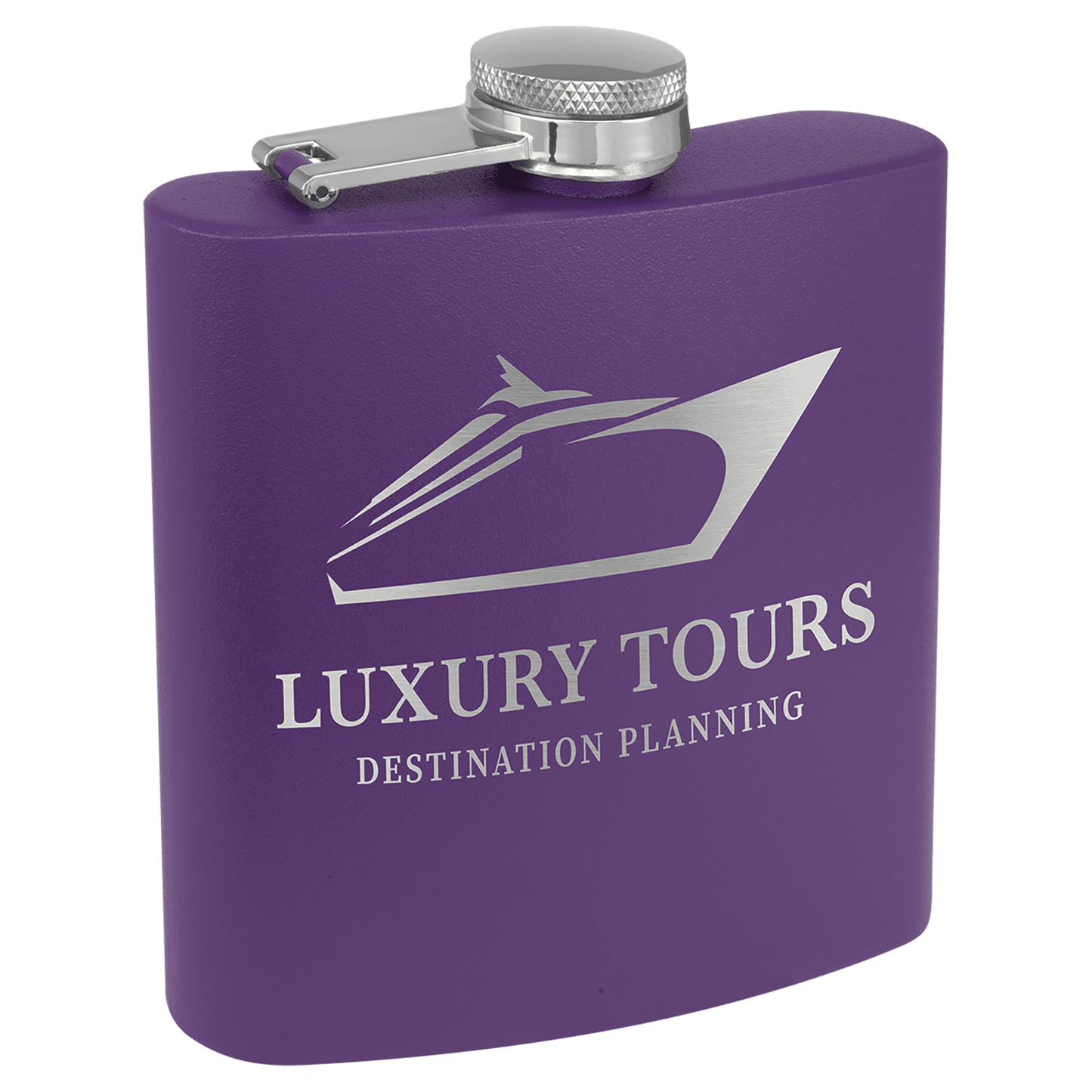 VINNPRINT - ENGRAVING - 6 oz. Leather Flask Set in Black Presentation Box