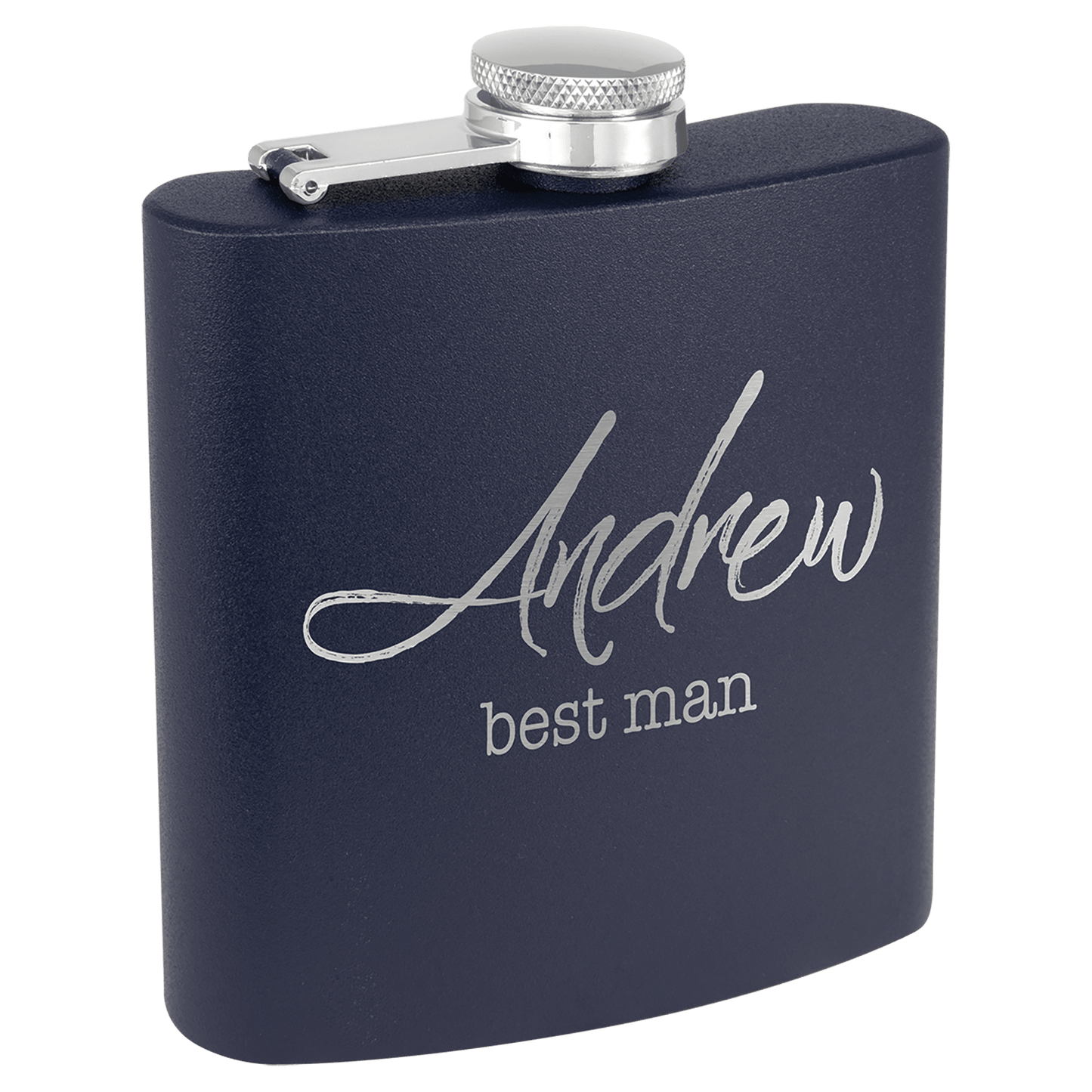 VINNPRINT - ENGRAVING - 6 oz. Leather Flask Set in Black Presentation Box
