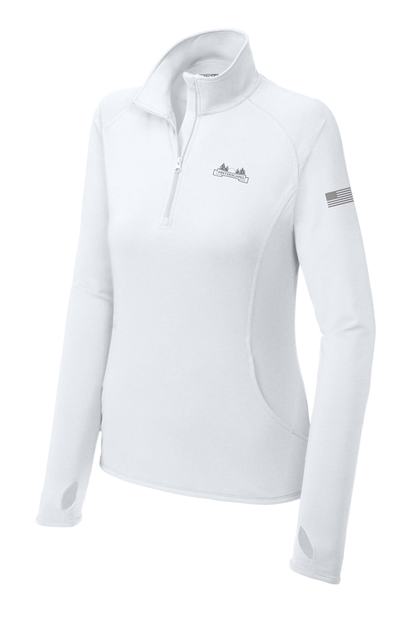 MISTERSCAPES - Sport-Tek® Women's Sport-Wick® Stretch 1/4-Zip Pullover. LST850 - grey logo