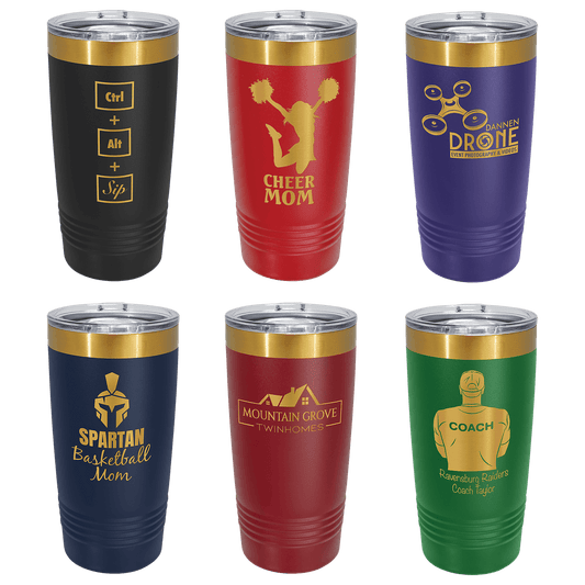 VINNPRINT - ENGRAVING - Polar Camel 20 oz. Tumblers /Bright Gold ION-Plated Ringneck Tumbler with Slider Lid