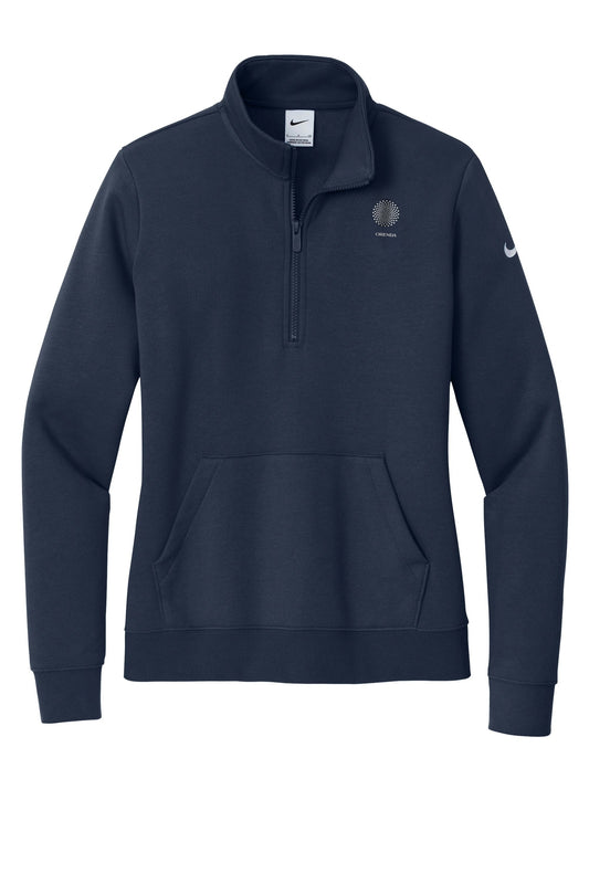 ORENDA / NKDX6720 /EMBROIDERY /  MIDNIGHT NAVY  Nike Women's Club Fleece 1/2-Zip - SCREEN PRINTED