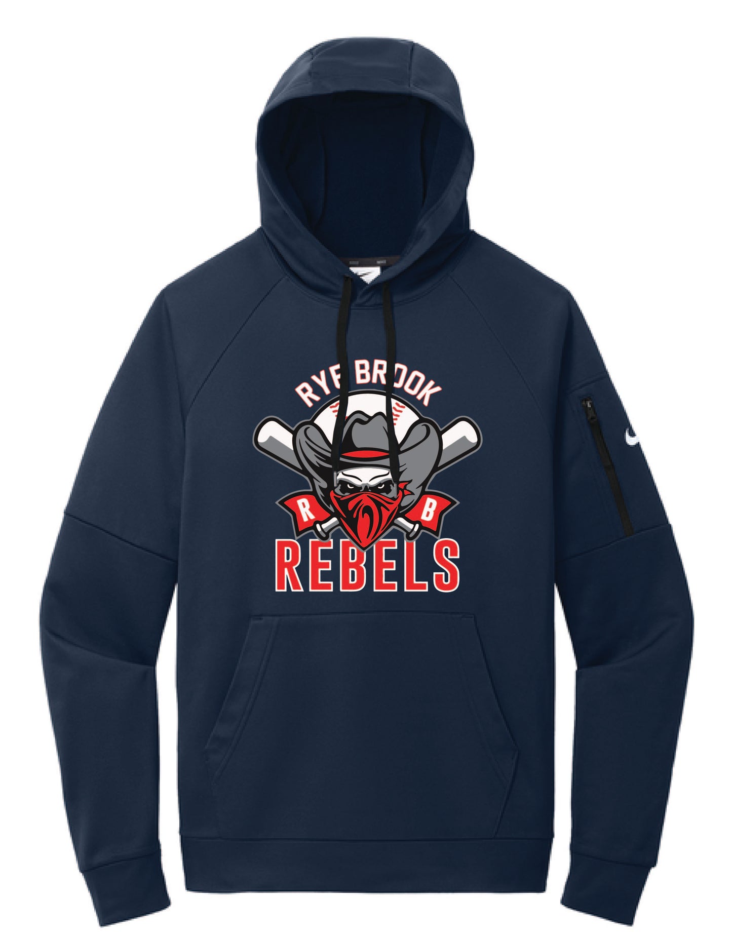 RYE BROOK REBELS BASEBALL / PRINT / NKFD9735 Nike Therma-FIT Pocket Pullover Fleece Hoodie