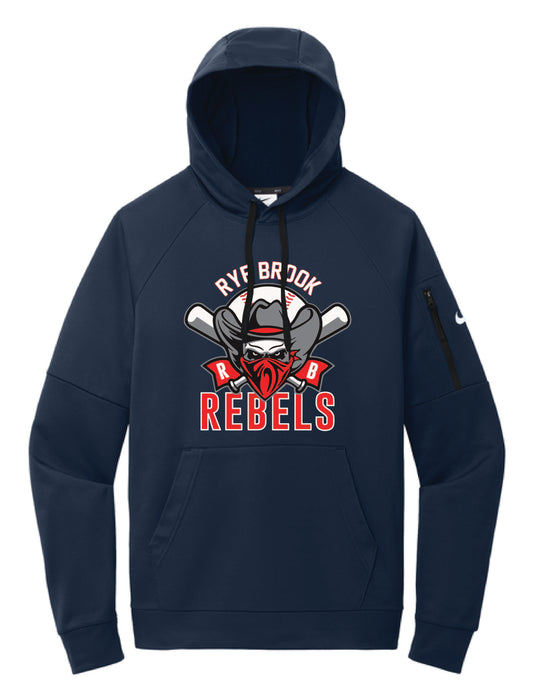 RYE BROOK REBELS BASEBALL / PRINT / NKFD9735 Nike Therma-FIT Pocket Pullover Fleece Hoodie