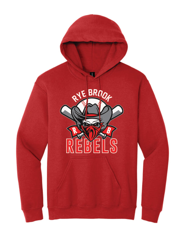 RYE BROOK REBELS BASEBALL / PRINT / 18500 Gildan Hooded Sweatshirt