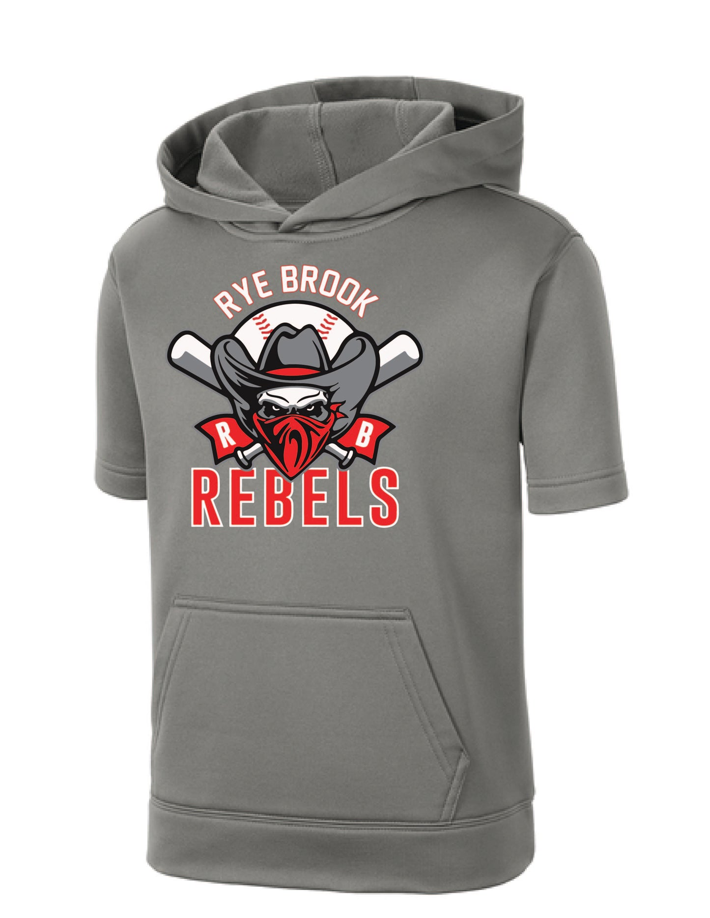 RYE BROOK REBELS BASEBALL / PRINT / YST251  Youth Fleece Short Sleeve Hooded Pullover