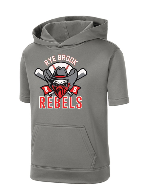 RYE BROOK REBELS BASEBALL / PRINT / YST251  Youth Fleece Short Sleeve Hooded Pullover