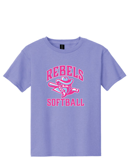 RYE BROOK REBELS SOFTBALL / PRINT / 5000B Youth 100% Cotton T-Shirt