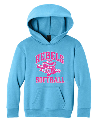 RYE BROOK REBELS SOFTBALL / PRINT / PC68YH Youth Easy Fleece Pullover Hooded Sweatshirt