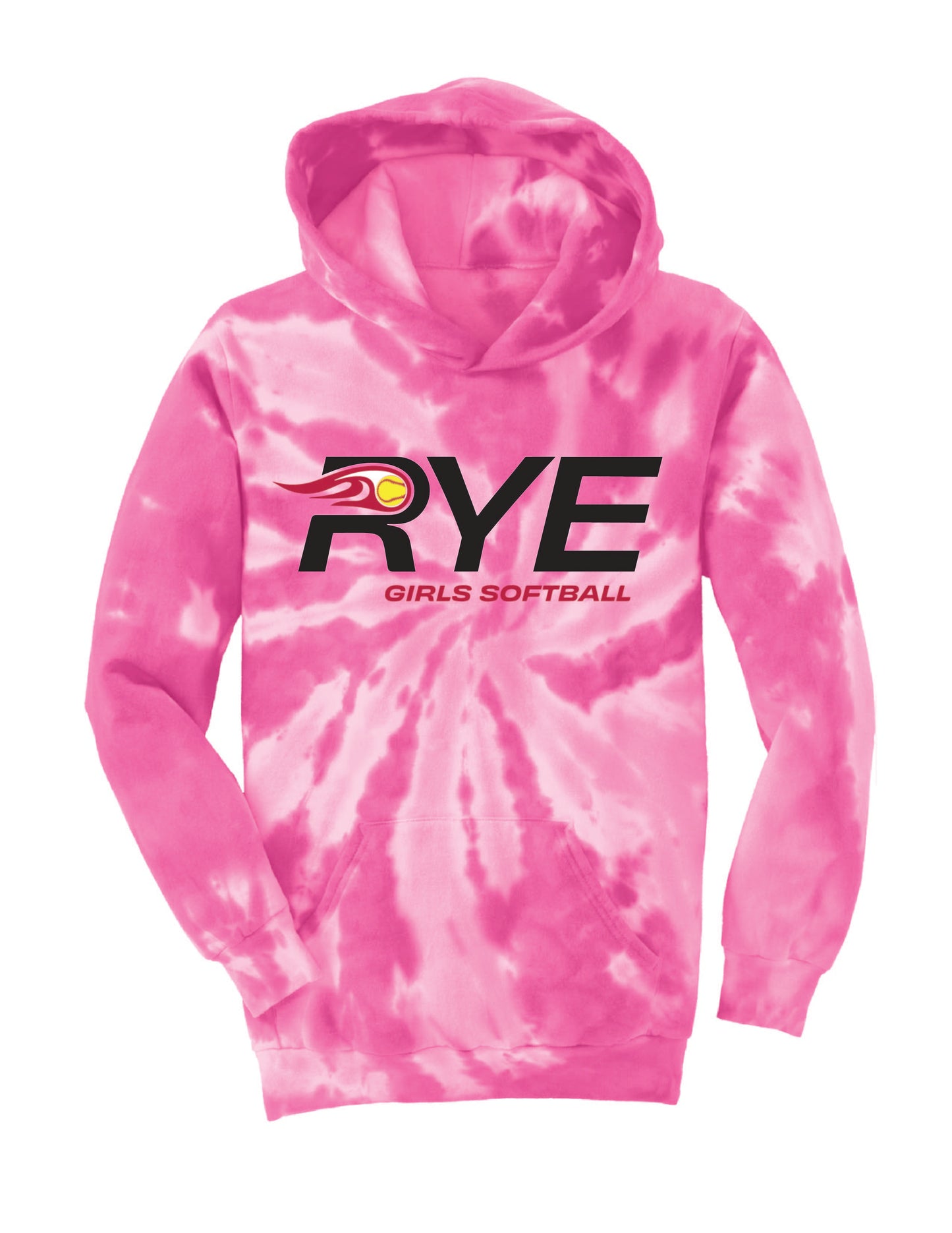 RYE GIRLS SOFTBALL / PRINT / PC146Y Youth Tie-Dye Pullover Hooded