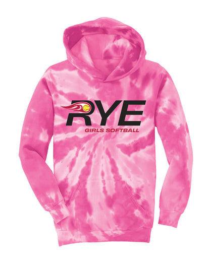 RYE GIRLS SOFTBALL / PRINT / PC146Y Youth Tie-Dye Pullover Hooded