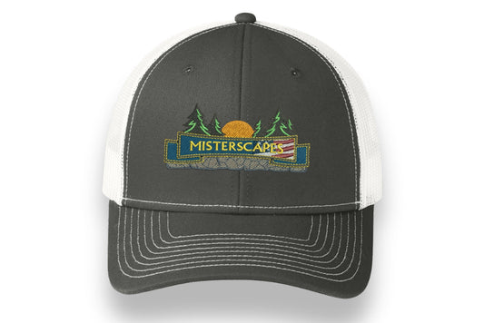 MISTERSCAPES - white - grey C112 Regular Port Authority® Snapback Trucker Cap - EMBROIDERY